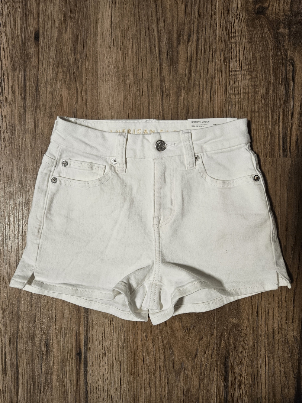 American Eagle Curvy High-Rise White Denim Shorts